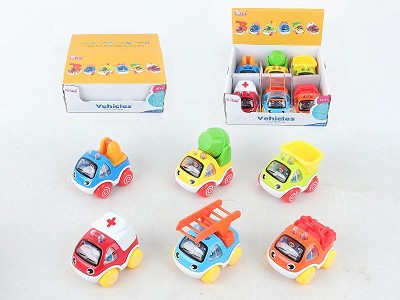6PCS Pull Back Fire Engine And Engineering Truck